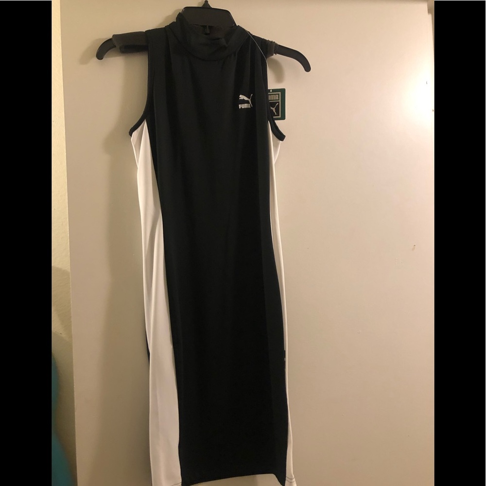 Puma Black and White Sleeveless Midi Dress